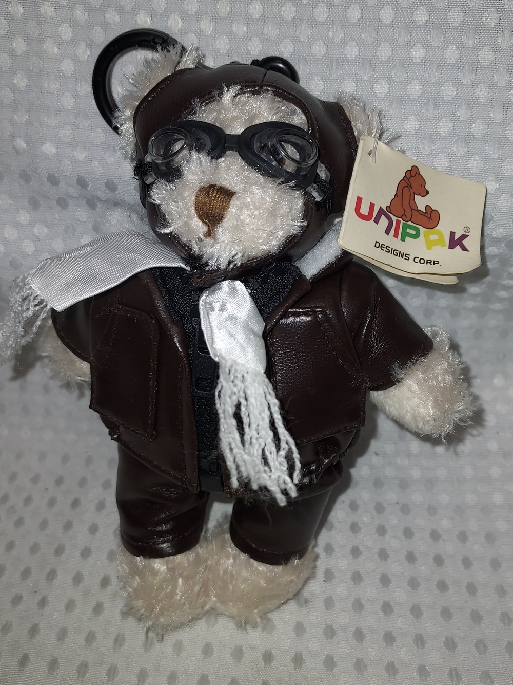 Unipak Kids Brown Aviator Teddy Bag Charm with White Scarf